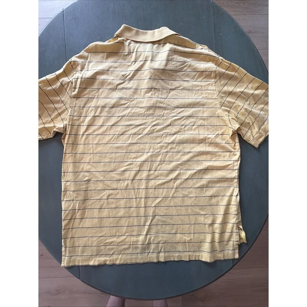 Polo By Ralph Lauren Men's Yellow And Blue Striped Short Sleeve Polo Size L Peru